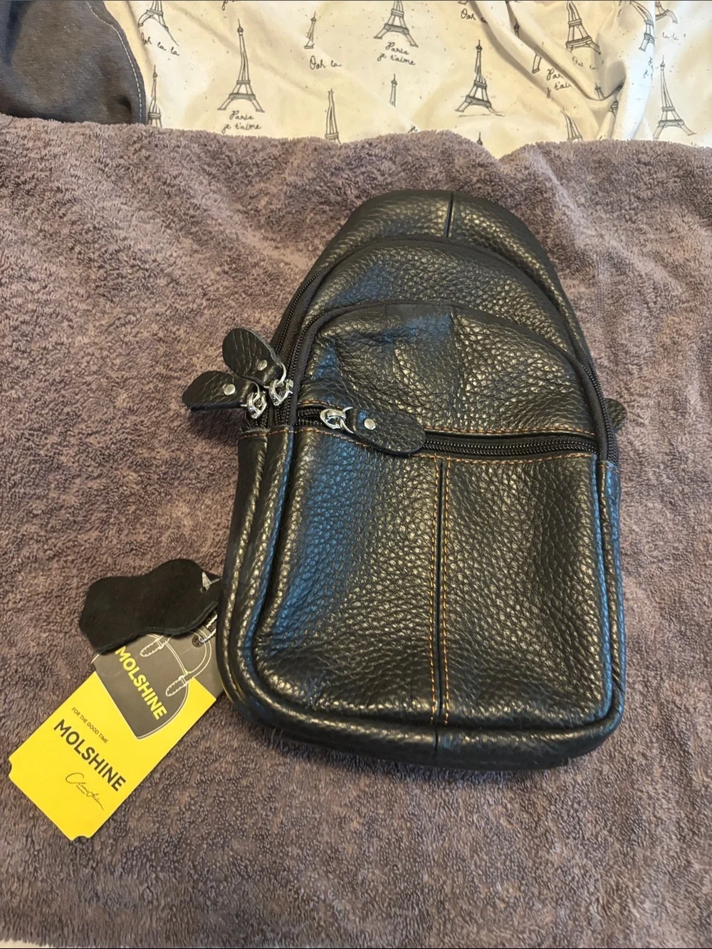 Black Pebbled Leather Women's Satchel Crossbody